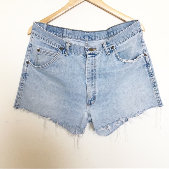 Wrangler Pants - Wrangler cut off denim distressed shorts cuffed 36